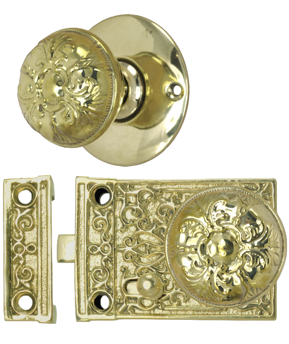 antique door set interior rim lock lockset 