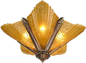Art Deco Chandeliers Lighting Flush Mount Marseilles Series in Polished Brass (167-CH1-PB)