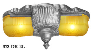 Art Deco Flush Ceiling Lighting 2 Light Close Ceiling Fixtures Glen Falls Series by Lincoln (372-2L)