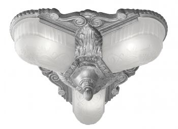 Art Deco Flush Ceiling Fixtures 3-Light Glen Falls Series by Lincoln (373-3L)