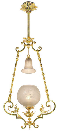 Victorian Pendant Light - Neo Rococo Hall Or Entry Gas Light Circa 1880 (910-RGP-HL)