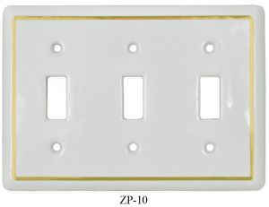 White Porcelain Victorian Style Triple Light Switch Plate Cover(ZP-10)