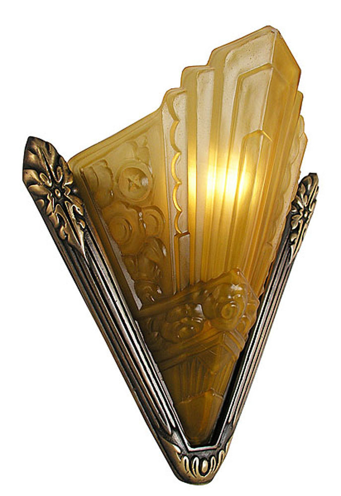 Vintage Hardware & Lighting - Recreated Marseilles French Art Deco Slip Shade Sconce (166-ES2-DK)