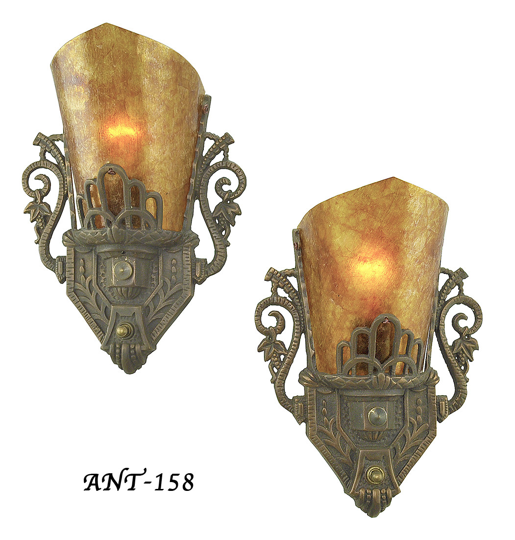 Vintage Hardware & Lighting - Pair of Antique Restored Art Deco Wall Sconces (ANT-158)