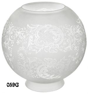 Vintage Gaslight Style 8" Ball Etched Glass Shade, 4" Fitter (059G)