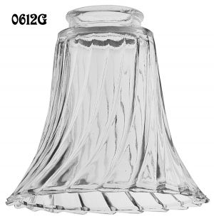 Pressed Swirled Clear Glass Shade 2 1/4" Fitter (0612G)