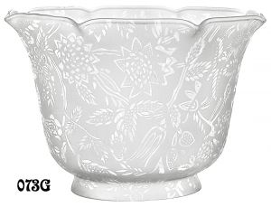 Etched Floral Design Glass Gas Shade 4" Fitter (073G)