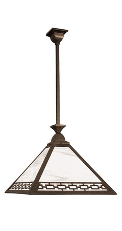 22" Wide Mission Style Rod Hung Pendant With Chain Design Shade (116-GC1-EP)