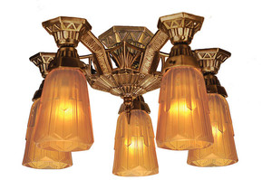 Art Deco Flush Mount Close Ceiling Lighting 5 Light by Lincoln (140-CCL)