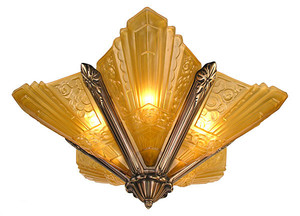 Art Deco Lighting Flush Fixtures French Slip Shade Marseilles Series Chandelier in Antique Brass Finish (167-CH2-DK)