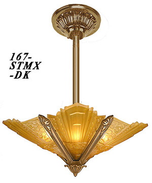 Art Deco Hanging Chandeliers Lighting Recreated Marseilles Series Tall French Slip Shade with Stem (167-STM1-PB)
