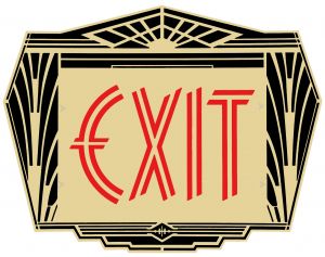 Special New York (and others) Fancy Art Deco Brass Face, Red 8" Words, Exit Sign (314NY-BR)