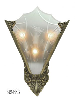 Art Deco Cut Glass and Bronze Sconce (319-ESB)