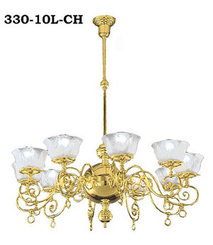 10 Arm Oxley Giddings Recreated Gas Chandelier (330-10L-CH)