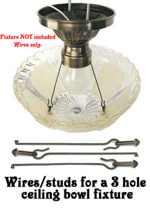 ceiling hole parts bowl fixtures kits stem lamp light 3wire pb wires fitters hardware lighting