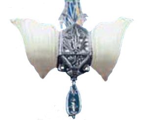 Art Deco Pendant Lights 2 Light Slip Shade Lincoln Fleur de Lis - Nickel Plated (42-DPN-FS)