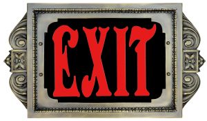 420NY-BR Special New York (and others) Fancy 1920s era Brass Face, Red 8" Words, Exit Sign (420NY-BR)