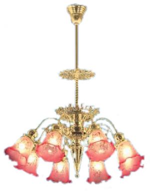 Victorian 8 Light Pierced Brass Chandelier (459-OFE-CH)