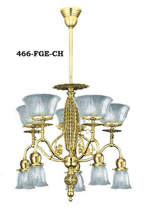 Pierced Brass Victorian Gaslight Chandelier (466-FGE-CH)