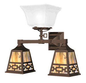 Mission Sconce Three Light Transitional Gas & Electric with Chain Design Shade (531-TC1-GE)