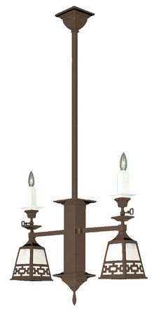 Mission Style Candle & Electric 2 Arm Pendant Chain Shade (581-DC1-SA)