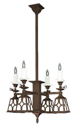 Mission Candle & Electric Chandelier J Shade (602-QJ1-SA)