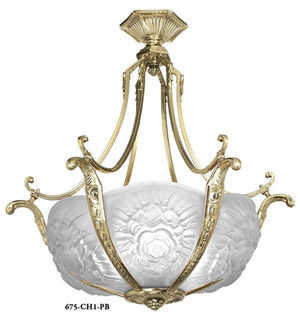 Art Nouveau Short French 6 Light Bowl Chandelier (675-CHX-X)