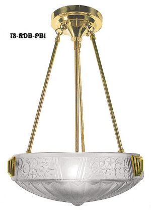 Art Deco Rodded Ceiling Bowl Fixture with and Shade (78-RDB-X)