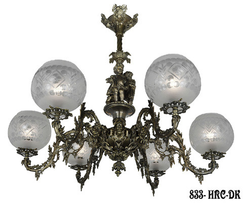 Vintage Hardware & Lighting - Cornelius & Baker 6 Arm Allegorical Antique Brass Finish - Vintage Hardware & Lighting - Cornelius & Baker 6 Arm Allegorical