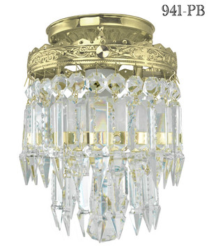 Small or Mini Crystal Prism Chandelier Pendant Light Fixture (941-PB)