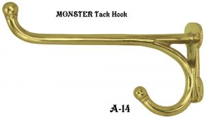 Monster Size Horse Tack Hook in Solid Brass (A-14)