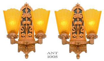 Edwardian pair of LOVELY Double Arm Sconces (ANT-1005)