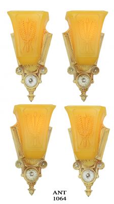 Pair of Interesting Art Deco Slip-Shade Sconces by Markel (ANT-1064)