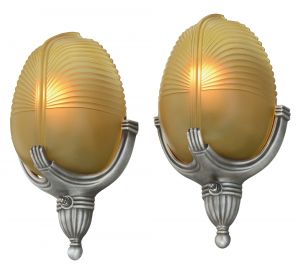 Pair of Neat Art Deco Streamline Sconces by Markel (ANT-1144)