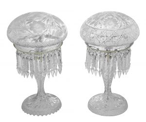 Near-Pair of Cut Crystal Table Lamps--Outstanding. (ANT-1145)