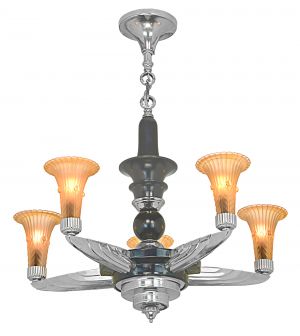 French Art Deco 5-Shade Chandelier (ANT-1161)