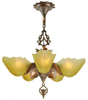 Art Deco 5-Shade Chandelier by Markel (ANT-1192)