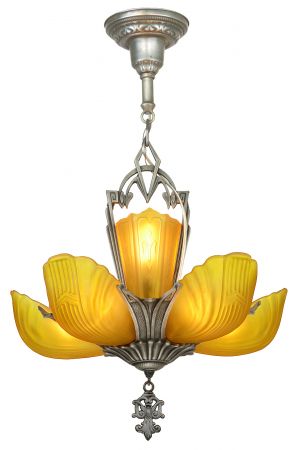 Art Deco 6-Shade Chandelier by Markel (ANT-1226)