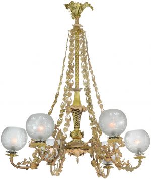 Circa 1840 Cornelius (Attributed) 6-Light Gas Chandelier-Converted to Electricity (ANT-1301)