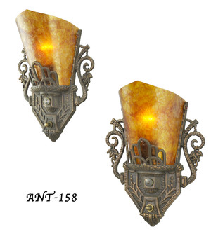 Pair of Antique Restored Art Deco Wall Sconces (ANT-158)