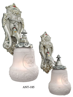 Riddle Co C1920 White Metal Pair of Sconces (ANT-185)