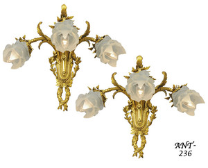 Pair of Antique French Triple Sconces (ANT-236)