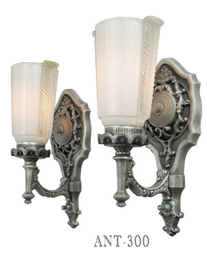 Antique 1920's Lovely Pair of Edwardian Wall Sconces (ANT-300)