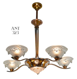 Art Deco Copper Finished French Ezan Chandelier (ANT-323)