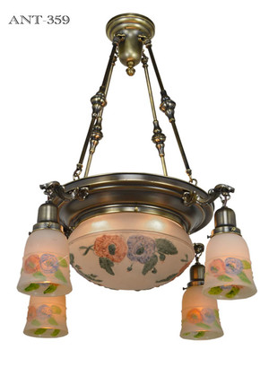Edwardian Ceiling Bowl Light with Puffy Style Shades (ANT-359)