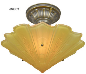 Antique Impressed Glass Art Deco Bowl Shade Ceiling Light (ANT-373)