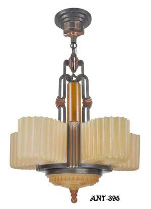Fine Streamline Art Deco five light chandelier by Markel (ANT-395)