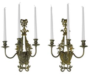 Victorian Neo-Rococo Pair of Candelabrums Wall Sconces Candle Holders (ANT-401)