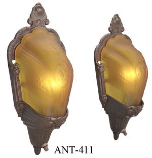 Art Deco Pair of Slip Shade Wall Sconces by Electrolier Circa 1934 (ANT-411)