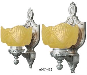 Restored Antique Set of Shell Motif Circa 1920s Wall Sconces (ANT-412)